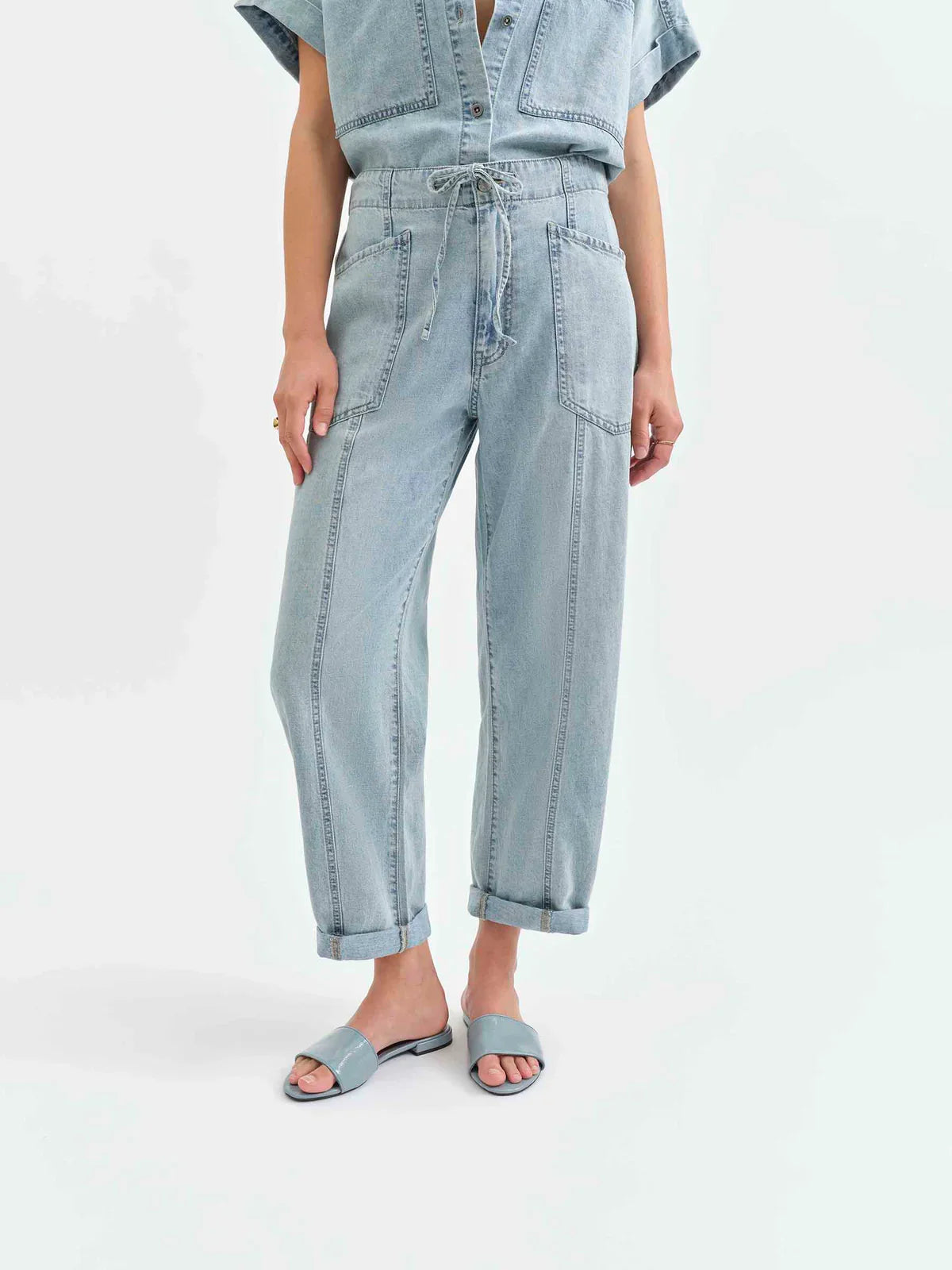 Daze Denim Villa Drawstring Barrel Pants in Wild Card