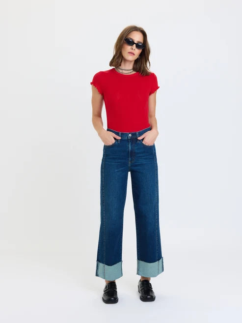 Daze Denim Pleaser High Rise Wide Ankle in Slow Motion