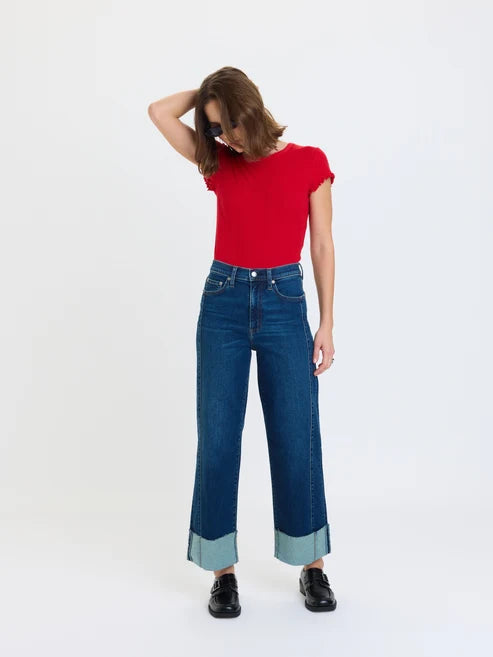 Daze Denim Pleaser High Rise Wide Ankle in Slow Motion