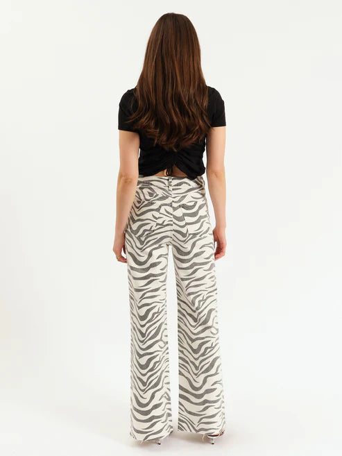 Daze Denim Far Out High Rise Wide Leg in Zebra