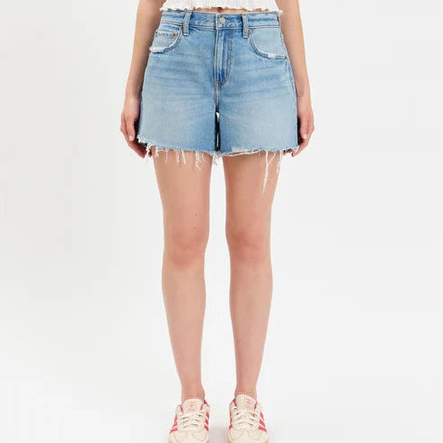 Daze Denim Crossroads Mid Rise Loose Short in Pulse