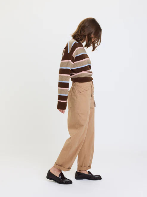 Daze Denim Villa Drawstring Barrel Leg Pants in Latte