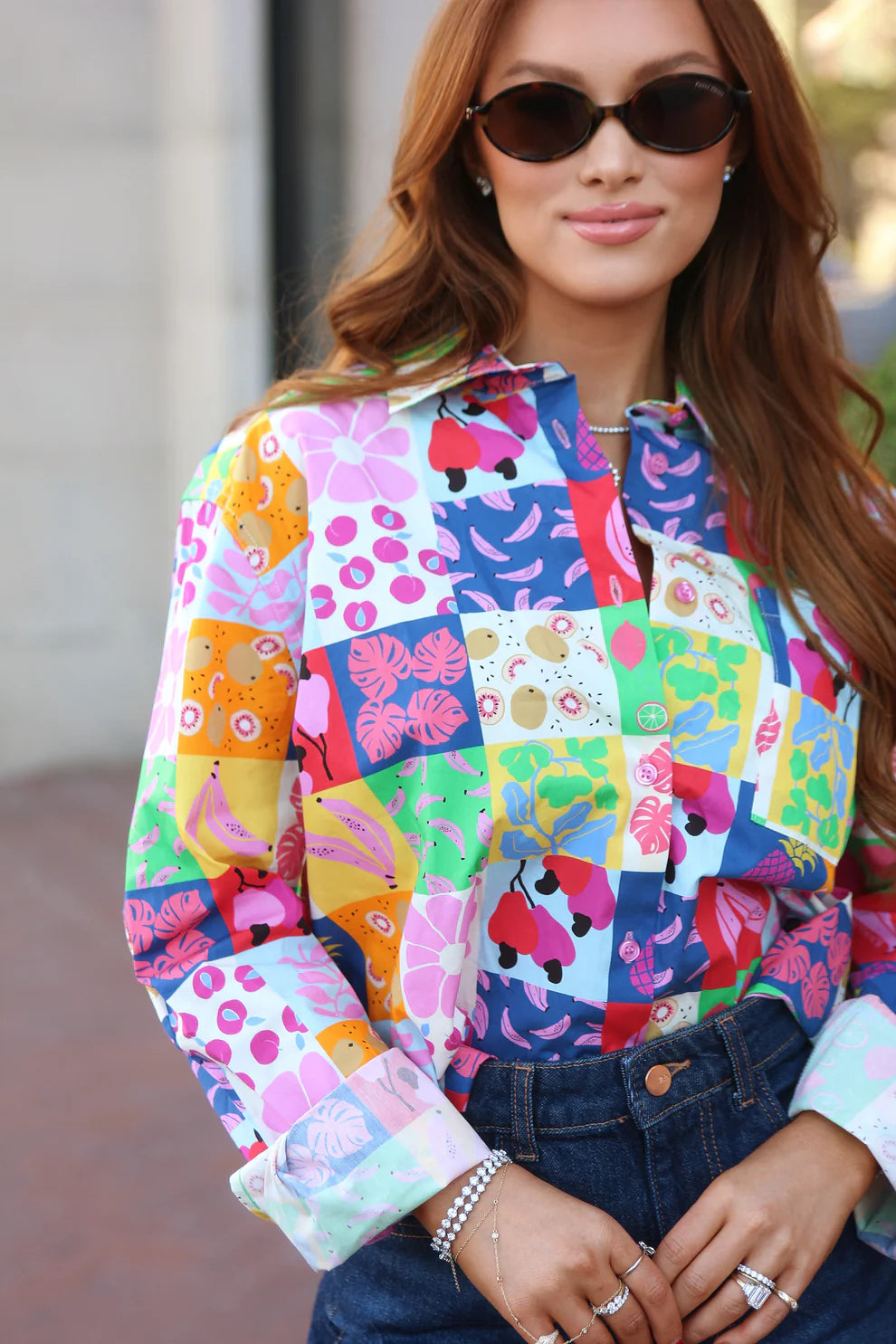 Karlie Buttondown in Fruit Quilt Poplin
