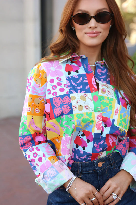 Karlie Buttondown in Fruit Quilt Poplin