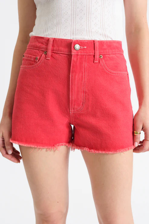 Daze Denim Troublemaker HR Shorts in Chili Pepper