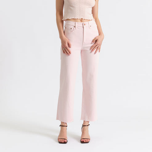 Daze Denim Pleaser HR Wide Ankle in Think Pink