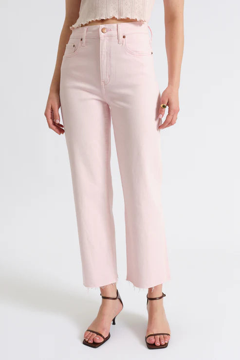 Daze Denim Pleaser HR Wide Ankle in Think Pink