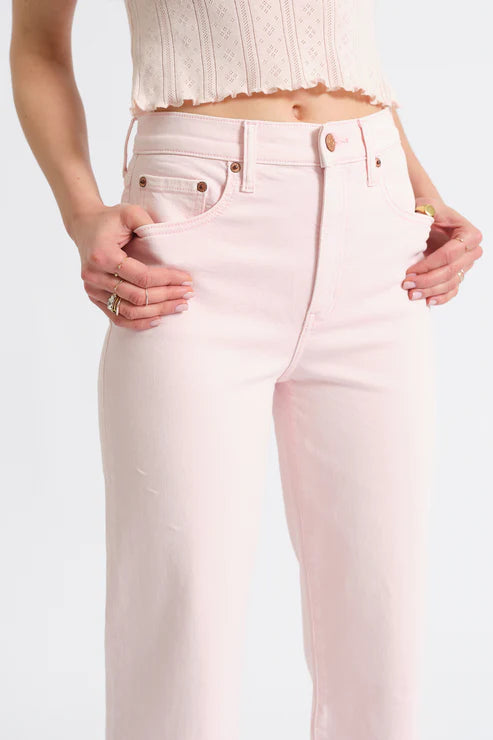 Daze Denim Pleaser HR Wide Ankle in Think Pink