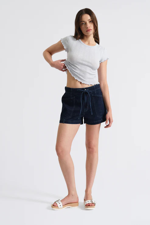 Daze Denim Catalina Drawstring Shorts in Blue Mood