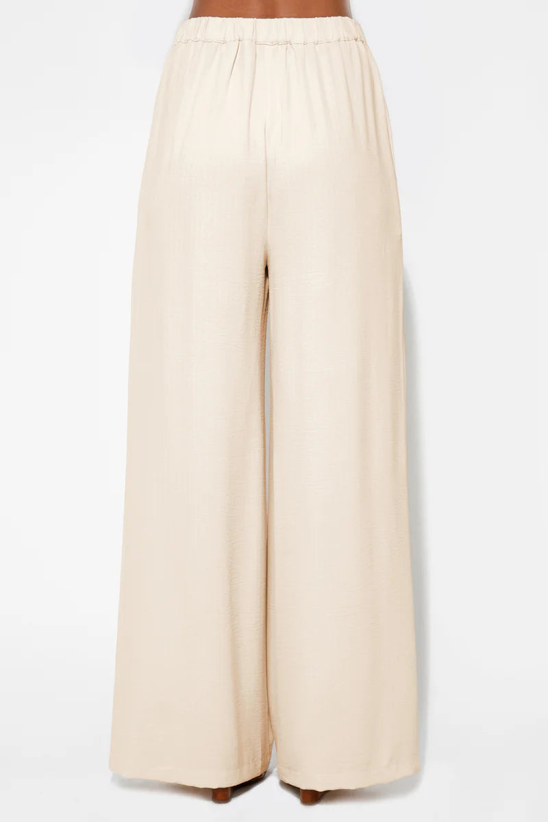 Adelyn Rae Iris Textured Satin Pants in Cream