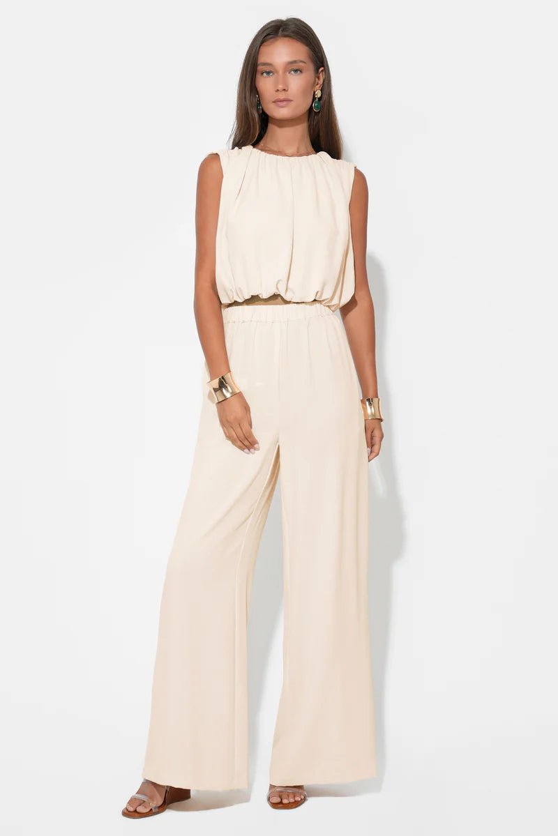 Adelyn Rae Hailey Bubble Textured Satin Top in Cream