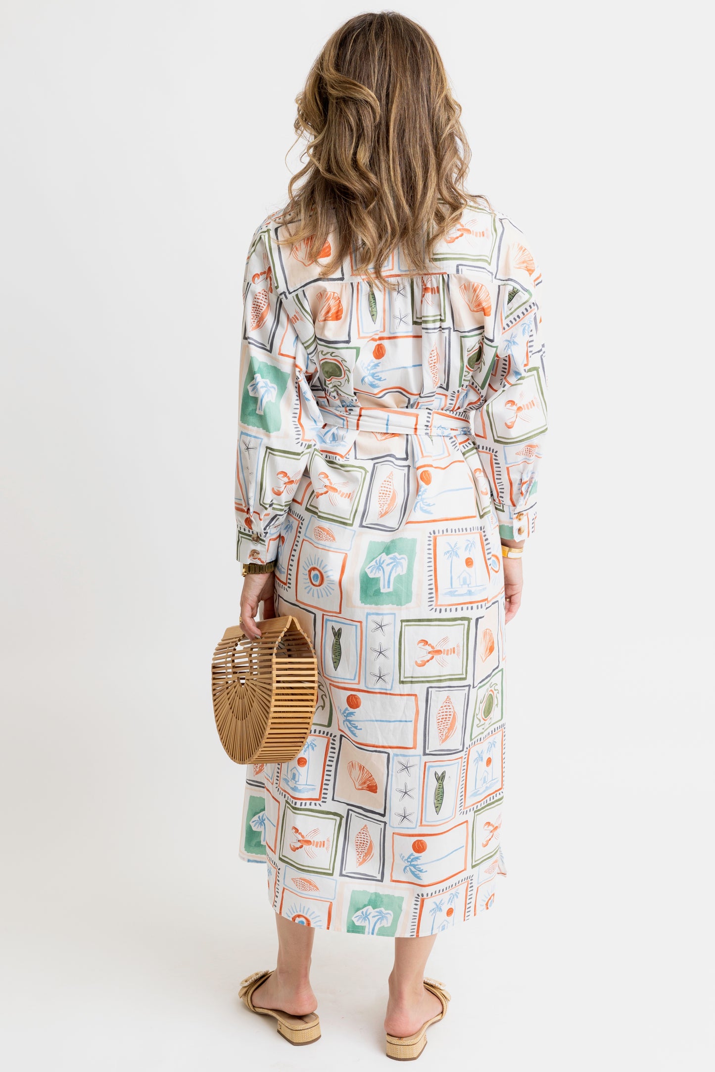 Karlie Belted Shirt Dress in Capri Coast