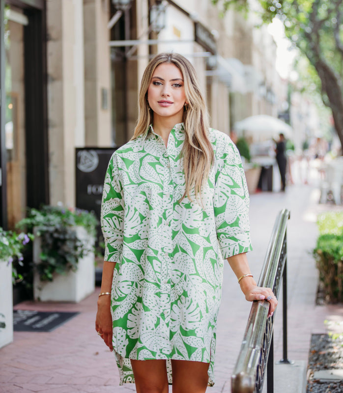 Karlie Shirt Dress in Palm