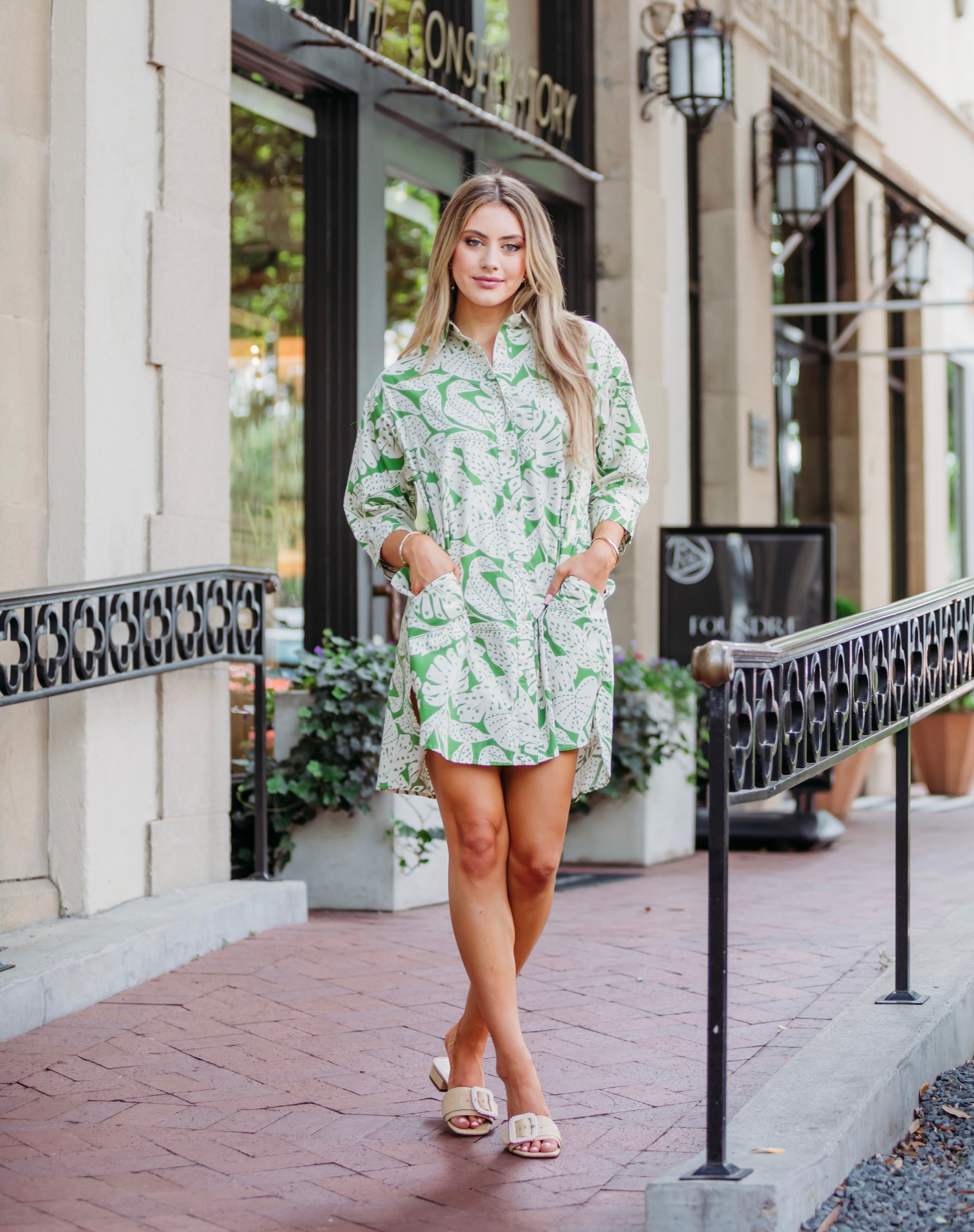 Karlie Shirt Dress in Palm