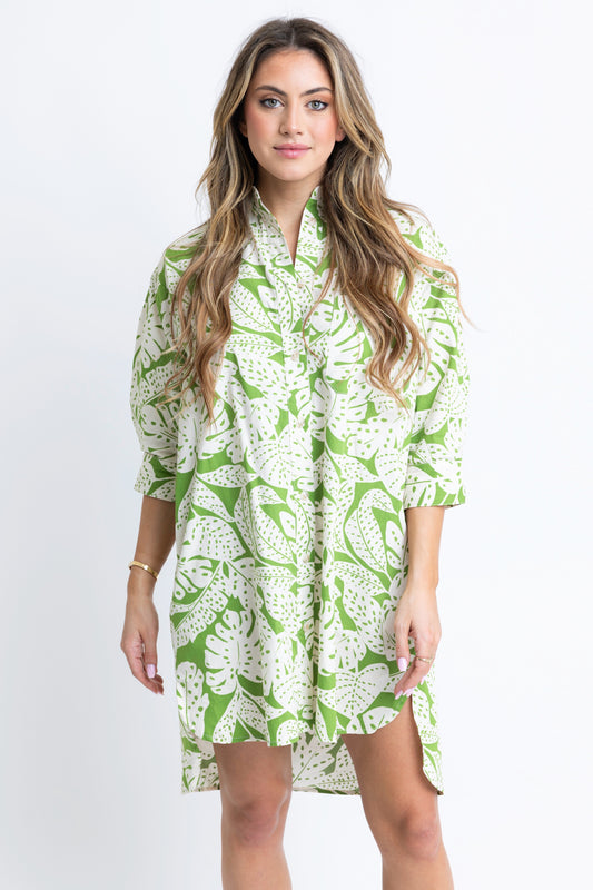 Karlie Shirt Dress in Palm