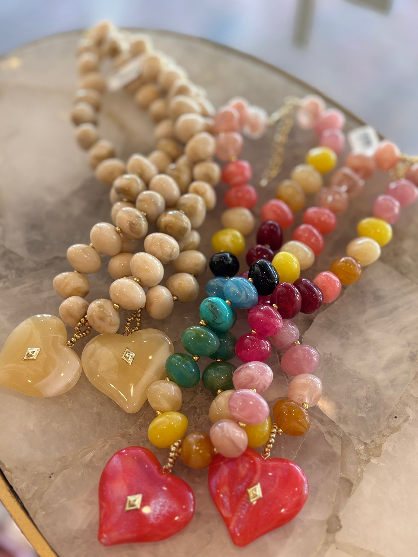 Colorful Beaded Heart Necklace