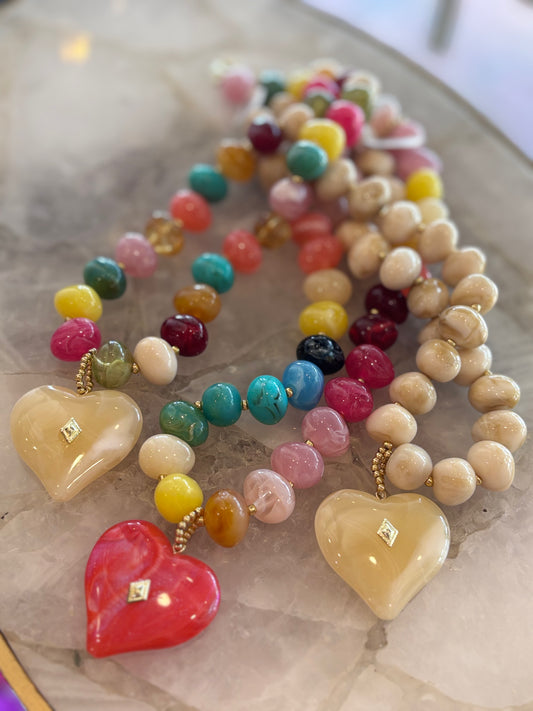 Colorful Beaded Heart Necklace