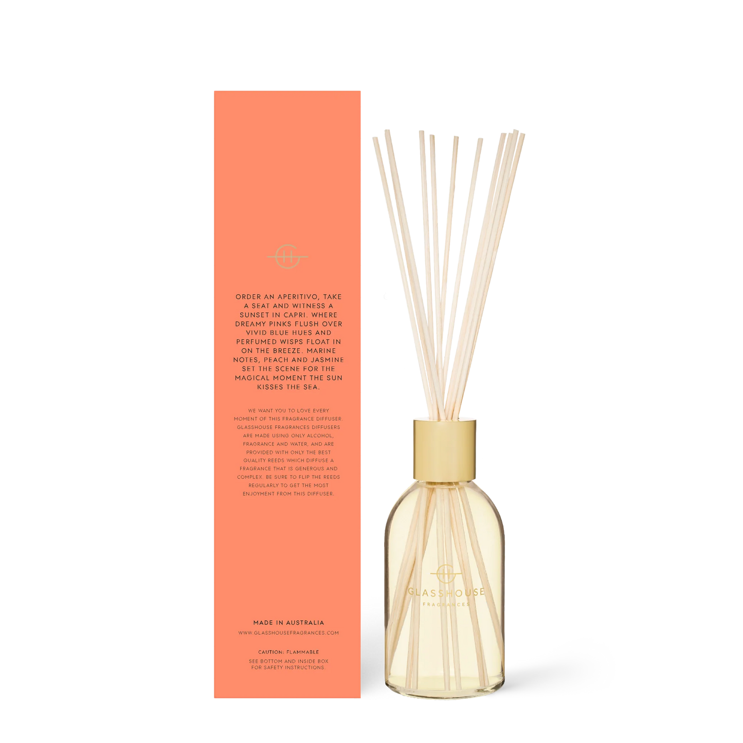Glasshouse Fragrances Reed Diffuser in Sunsets in Capri