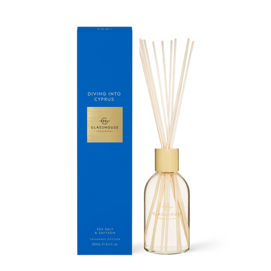 Glasshouse Fragrances Reed Diffuser in Diving Into Cyprus