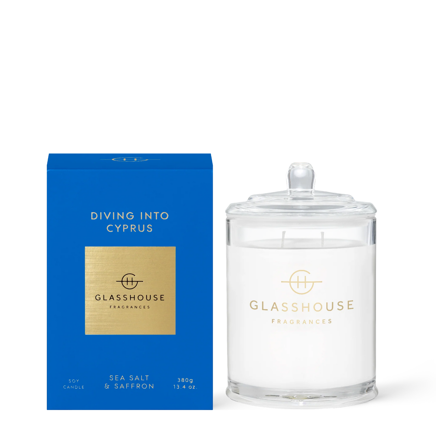 Glasshouse Fragrances Classic Candle in Diving Into Cyprus