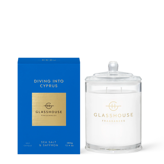 Glasshouse Fragrances Classic Candle in Diving Into Cyprus