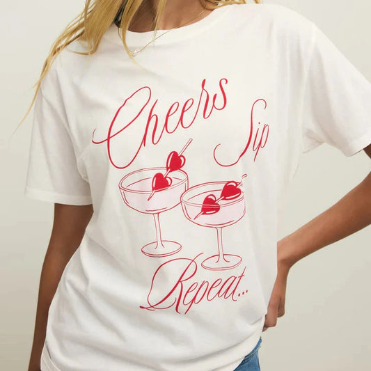 Z Supply Cheers Boyfriend Tee in Sea Salt