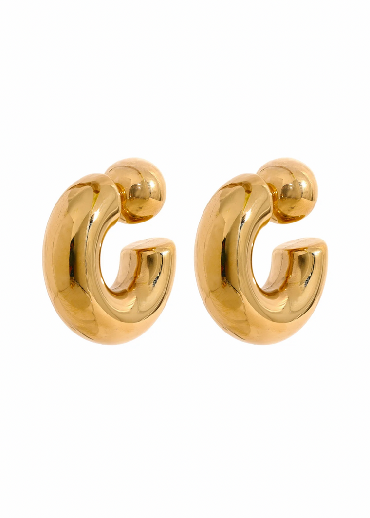 Ashley Double Way Hoops in Gold