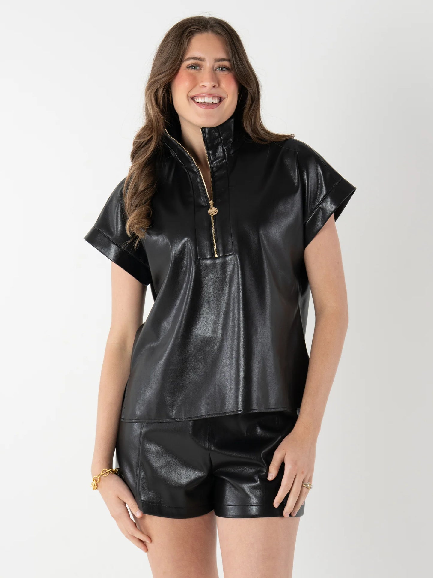 Emily McCarthy Poppy Pullover in Black Leather