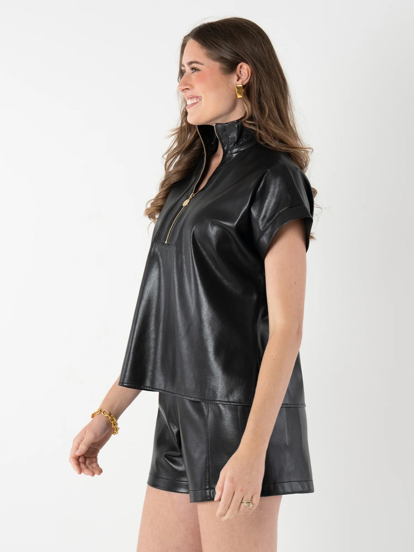 Emily McCarthy Poppy Pullover in Black Leather