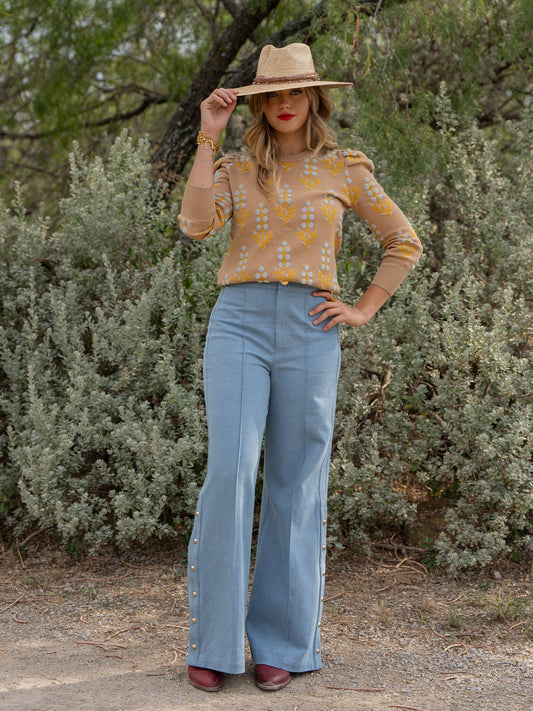 Emily McCarthy Paisley Pants in Denim