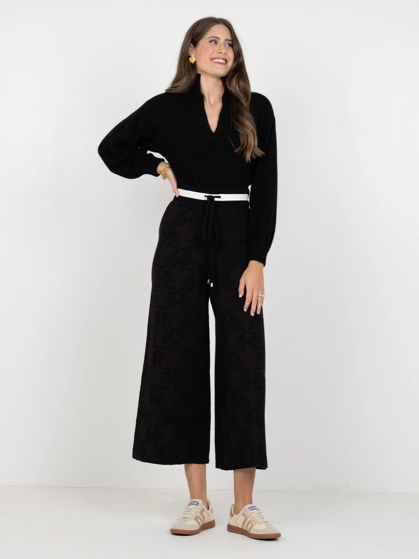 Emily McCarthy Teddy Crop Trouser in Bow Lattice