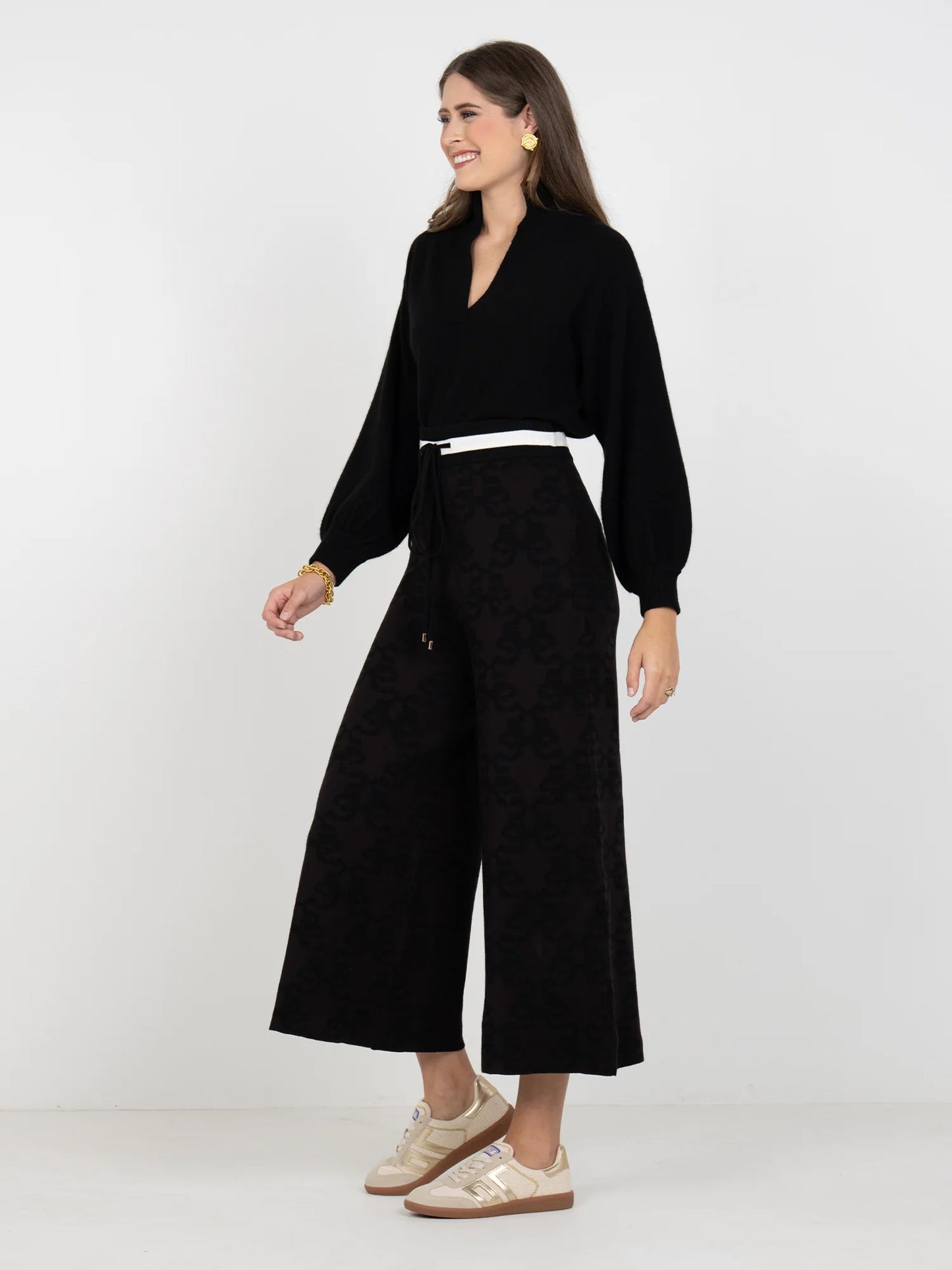 Emily McCarthy Teddy Crop Trouser in Bow Lattice