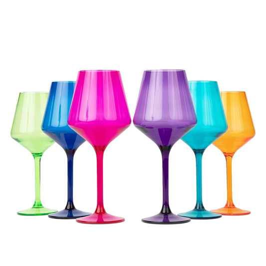 Acrylic Unbreakable Stemmed Wine Glasses Set of 6 in Jewel