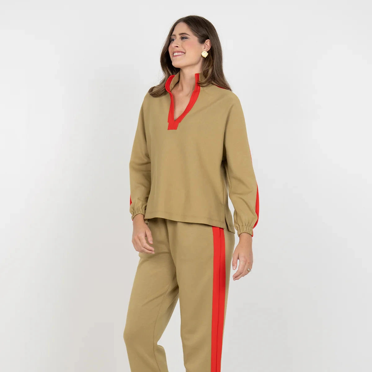 Emily McCarthy Long Sleeve Poppy Top in Cherry Spice