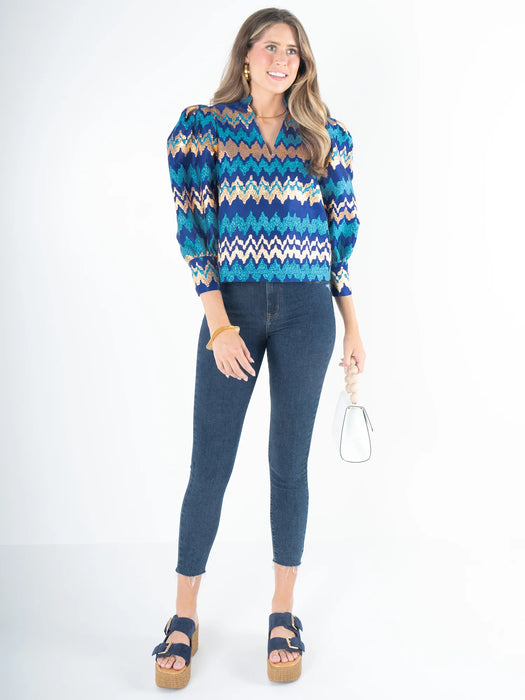 Emily McCarthy Hampton Top in Ripple Blue