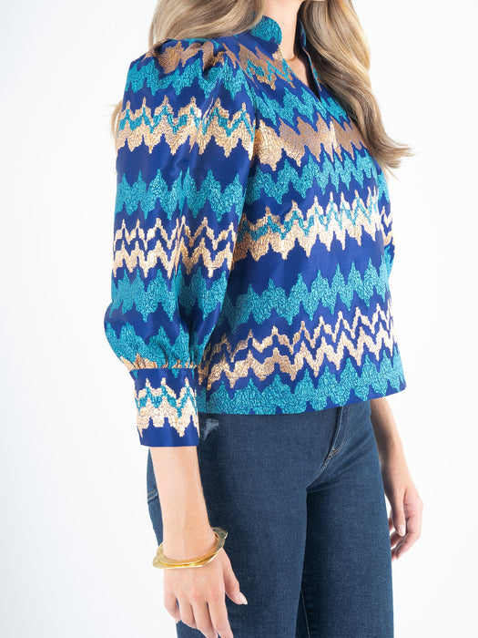 Emily McCarthy Hampton Top in Ripple Blue