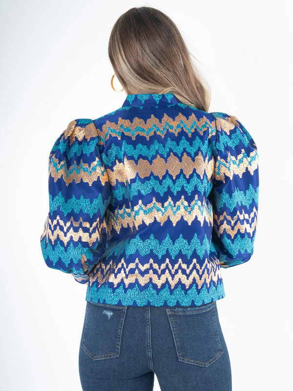 Emily McCarthy Hampton Top in Ripple Blue