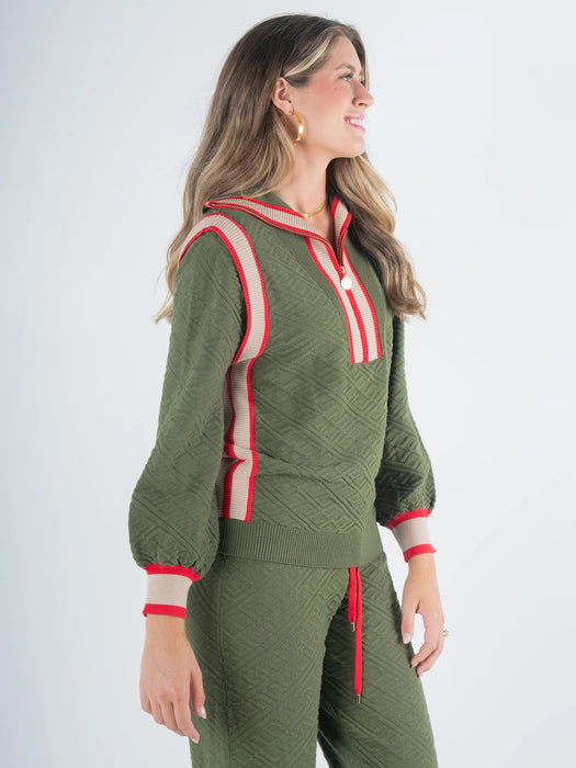 Emily McCarthy Poppy Pullover in Olive Nights Monogram