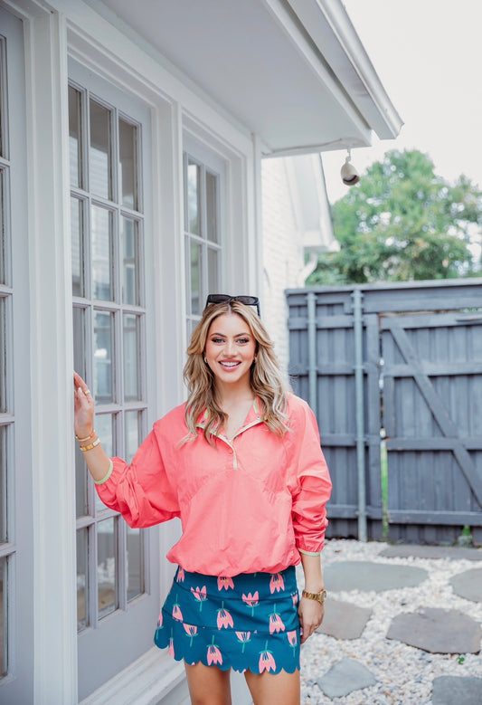 Karlie Athletic Windbreaker in Neon Coral