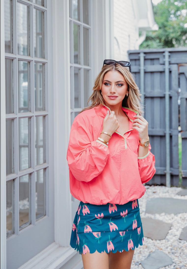 Karlie Athletic Windbreaker in Neon Coral