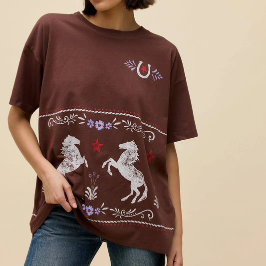 Daydreamer Merch Tee in Floral Pattern Horse