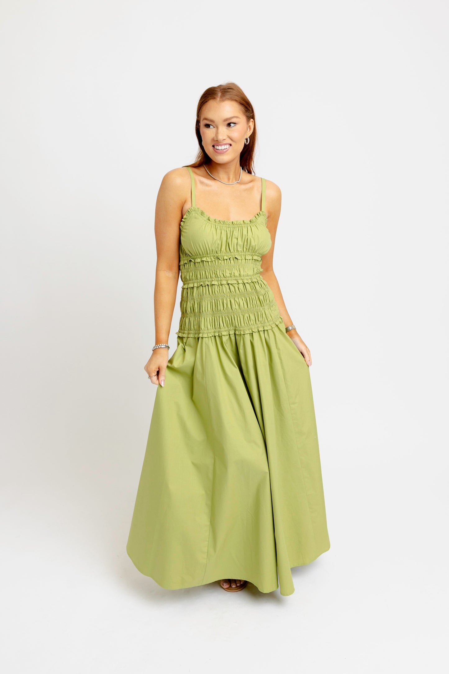 Karlie Smocked Cami Maxi Dress in Citrine