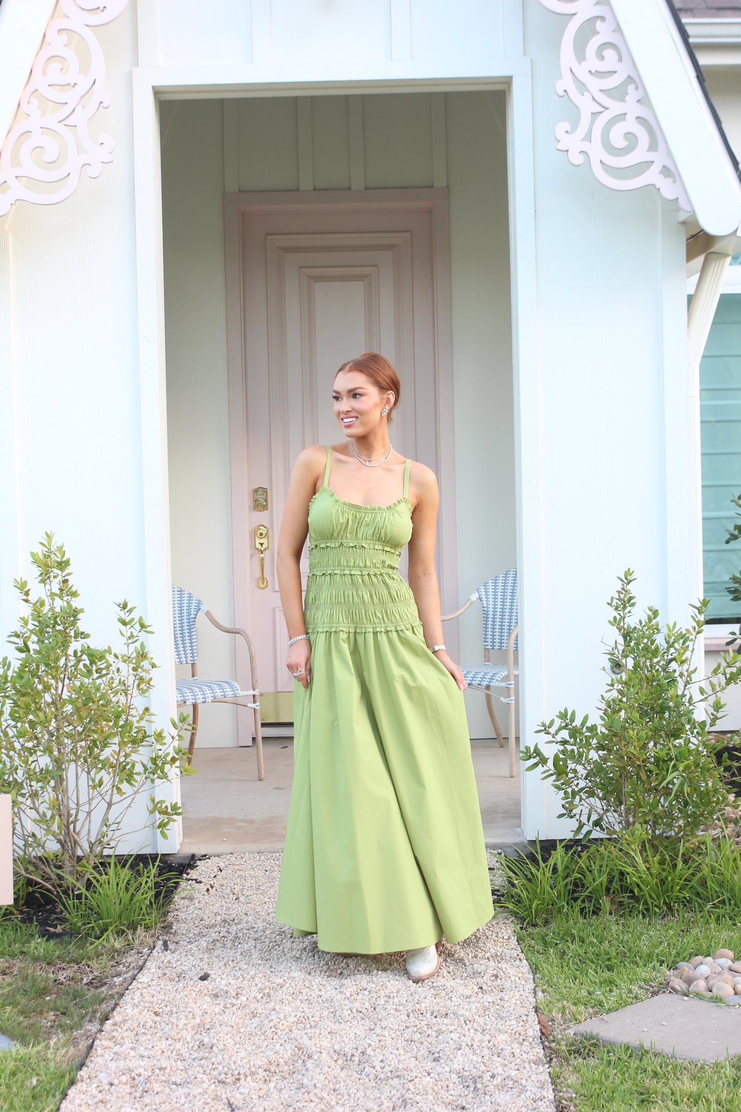 Karlie Smocked Cami Maxi Dress in Citrine