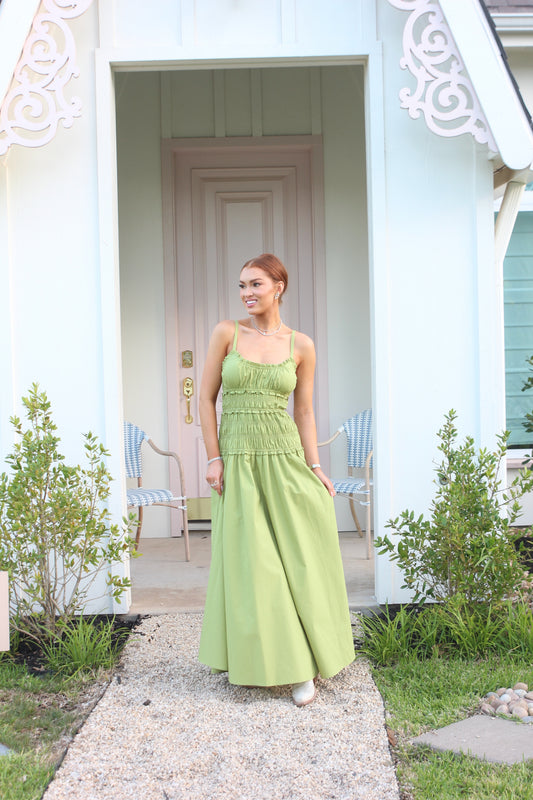 Karlie Smocked Cami Maxi Dress in Citrine
