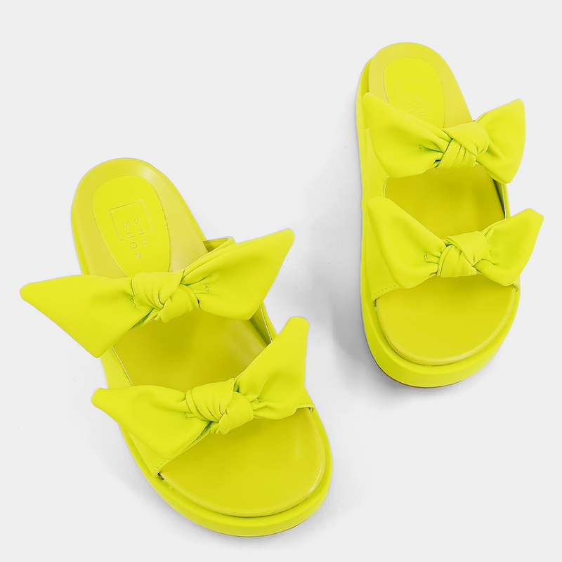 She Shop Kiki Bow Slides in Lime