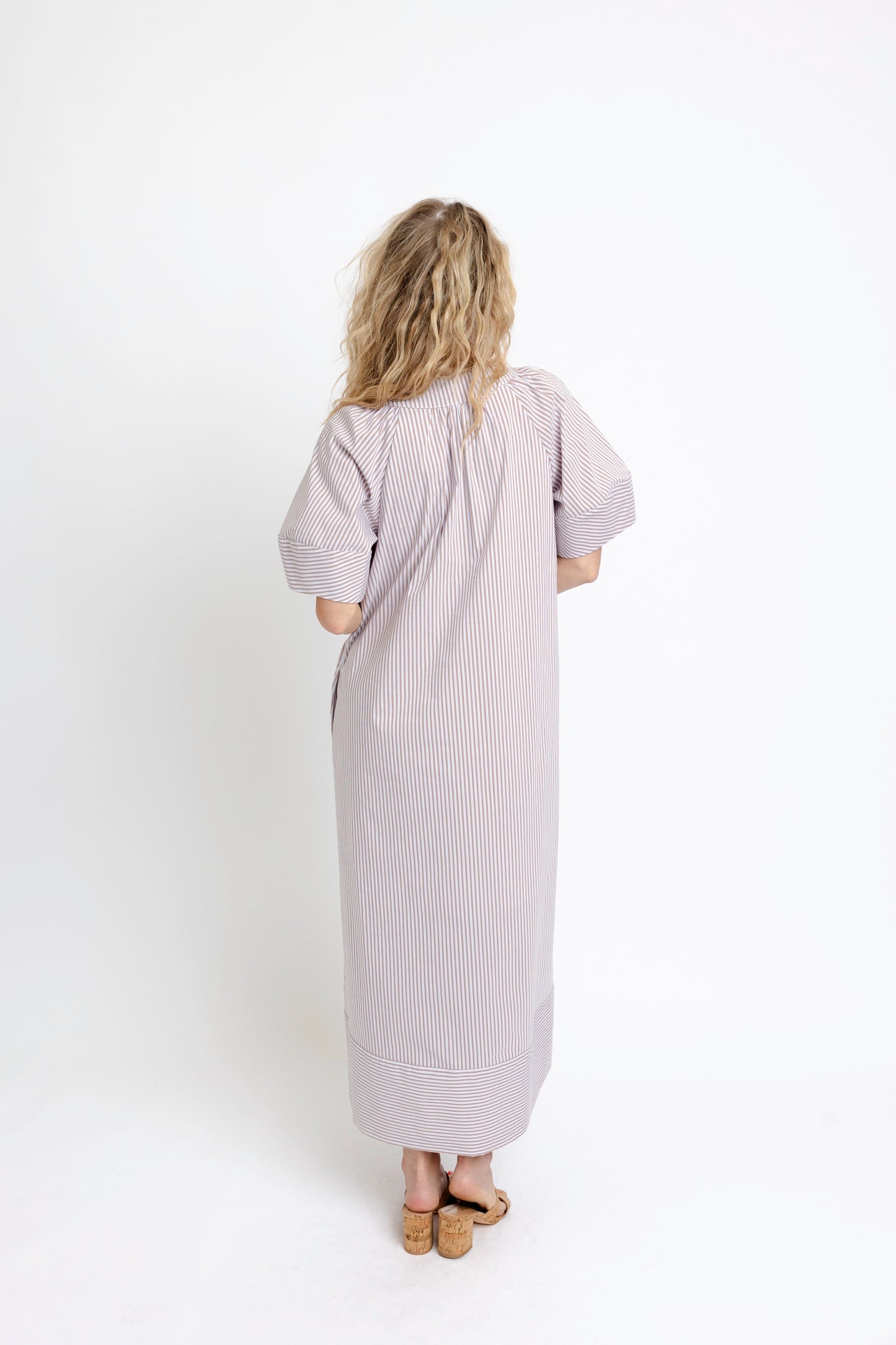 Karlie Signature Maxi Dress in Brown/Blue Stripe