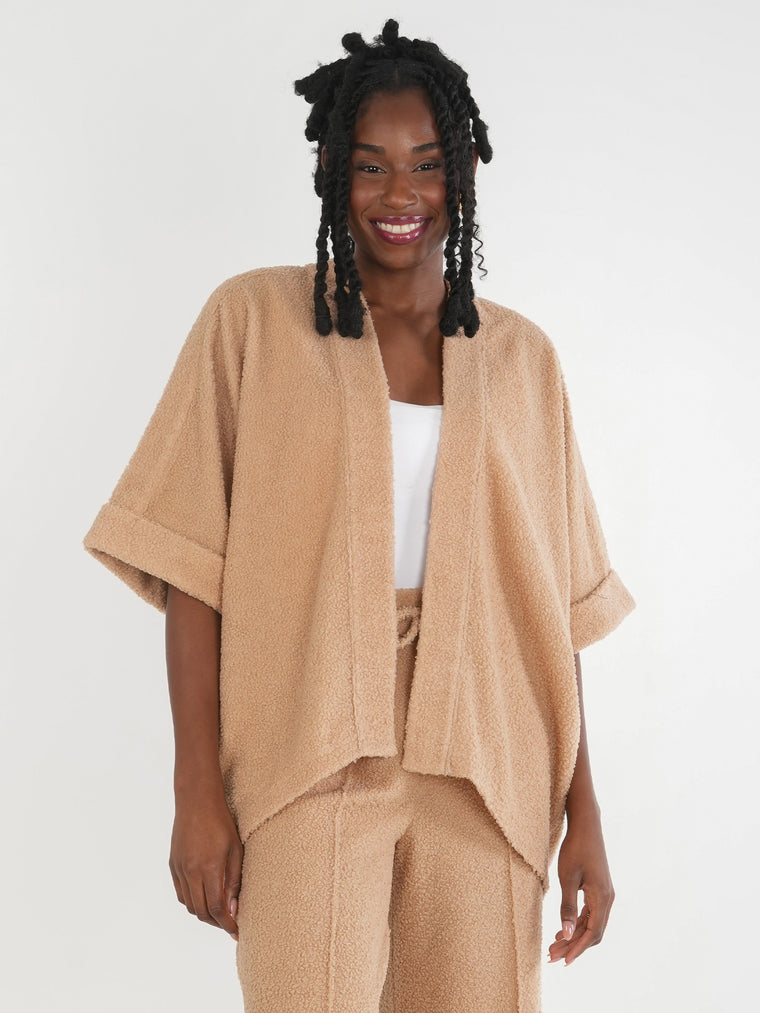 Emily McCarthy Teddy Coco Cape in Camel Boucle