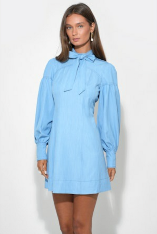 Adelyn Rae Maya Bow Dress in Denim Blue