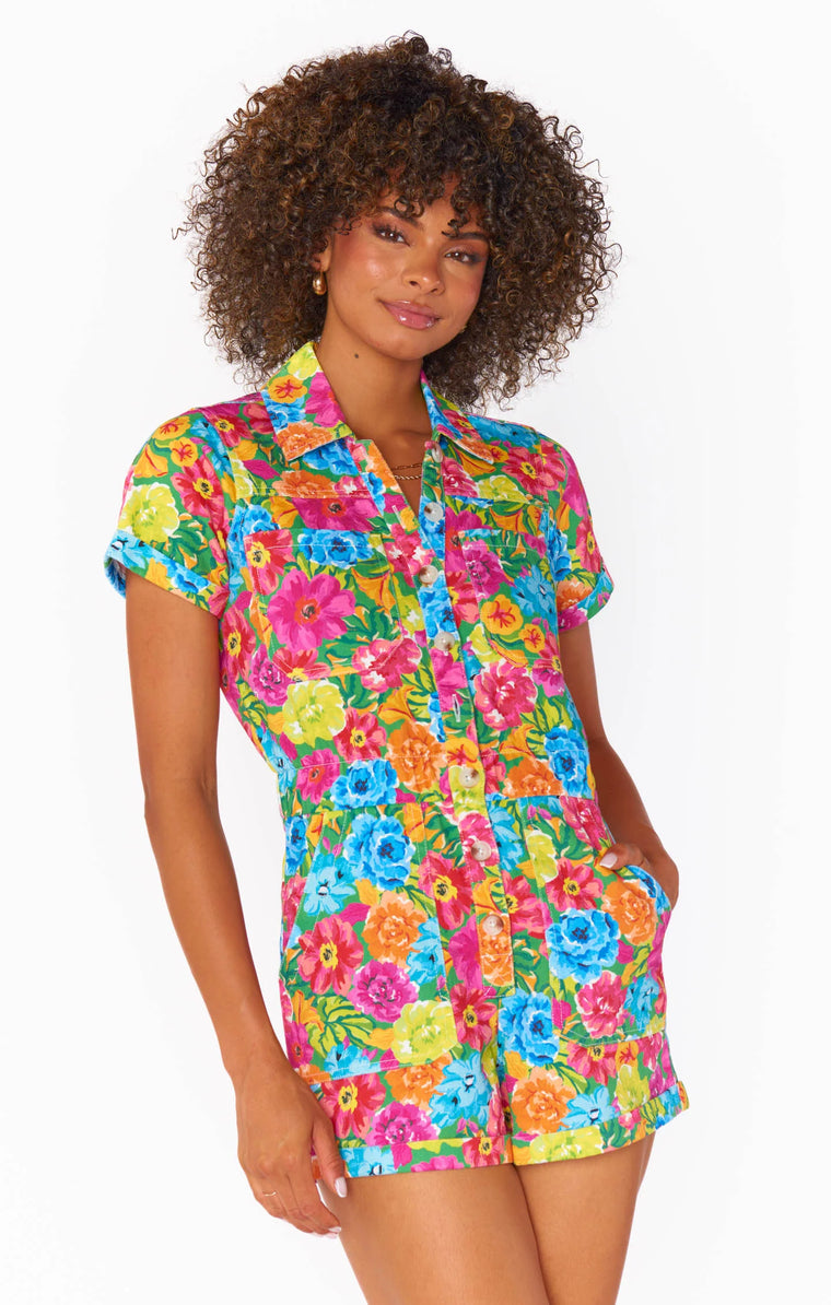 Show Me Your Mumu Cannon Romper in Bright Floral Soiree