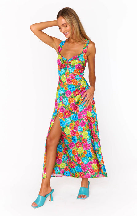 Show Me Your Mumu Mina Midi Dress in Bright Floral Soiree